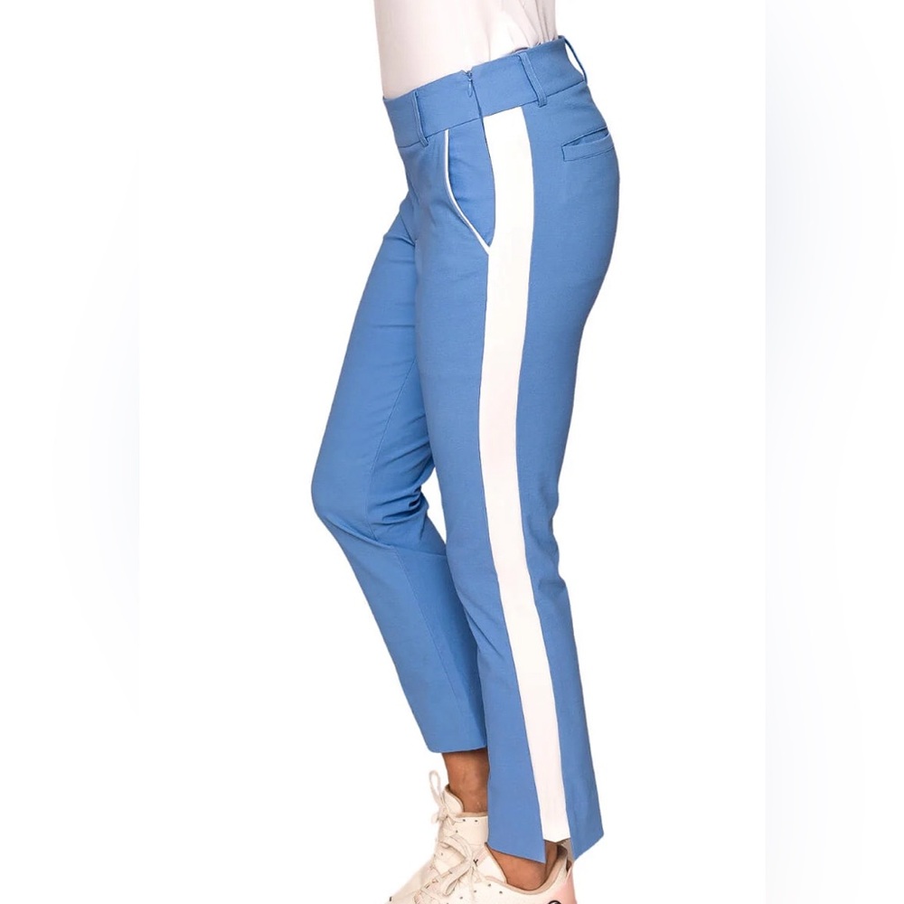 Golftini- Women's zoo Blue ankle Pants with White Stripe